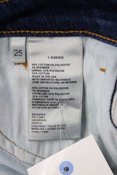 L'Agence Womens Cropped Wide Leg Dark Blue High Rise Jeans Size 25