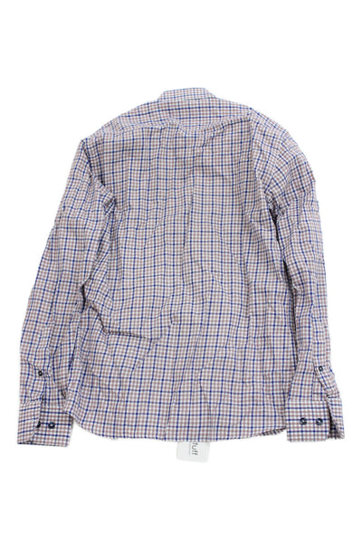 Ragazzo Uomo Childrens Boys Plaid Slim Fit Button Down Shirt Blue Red Size 16