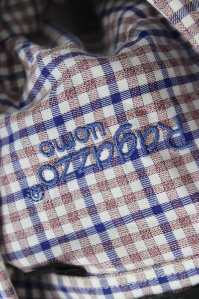 Ragazzo Uomo Childrens Boys Plaid Slim Fit Button Down Shirt Blue Red Size 16