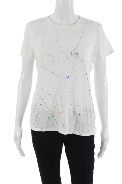 ATM Women Basic White 100% Cotton Crew Neck Short Sleeve T-Shirt Art Size M