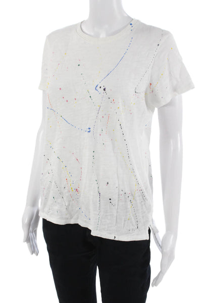 ATM Women Basic White 100% Cotton Crew Neck Short Sleeve T-Shirt Art Size M