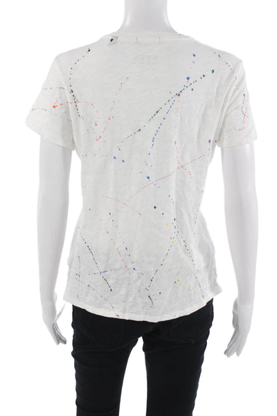 ATM Women Basic White 100% Cotton Crew Neck Short Sleeve T-Shirt Art Size M