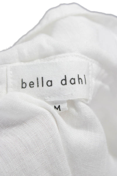 Bella Dahl Women Collared Linen Sleeveless Button Up Top White Size M