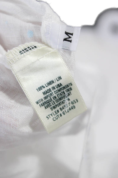 Bella Dahl Women Collared Linen Sleeveless Button Up Top White Size M