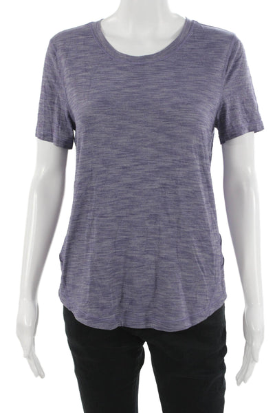 Lululemon Women Basic Purple Pima Cotton Crew Neck Short Sleeve T-Shirt Size 6