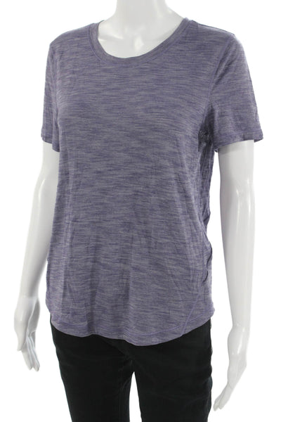 Lululemon Women Basic Purple Pima Cotton Crew Neck Short Sleeve T-Shirt Size 6