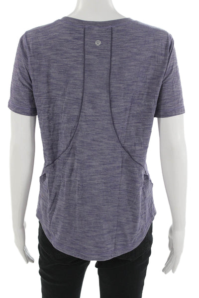 Lululemon Women Basic Purple Pima Cotton Crew Neck Short Sleeve T-Shirt Size 6