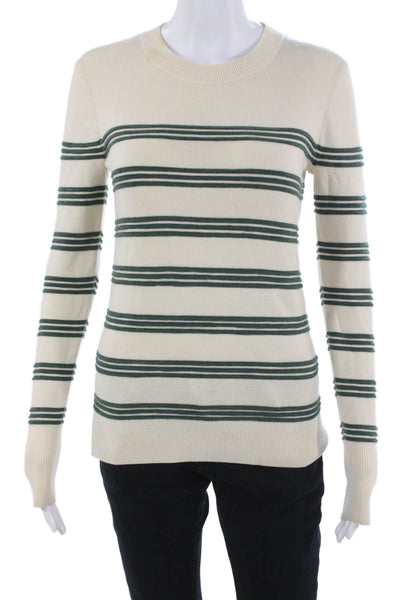 Veronica Beard Unisex Pullover Sweater Beige Merino Wool Crew Neck Size XS