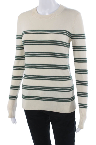 Veronica Beard Unisex Pullover Sweater Beige Merino Wool Crew Neck Size XS