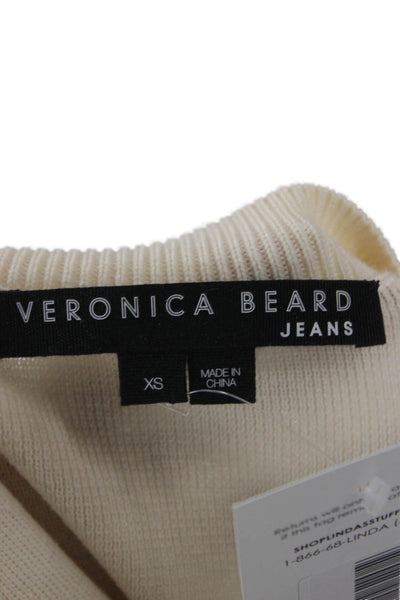 Veronica Beard Unisex Pullover Sweater Beige Merino Wool Crew Neck Size XS