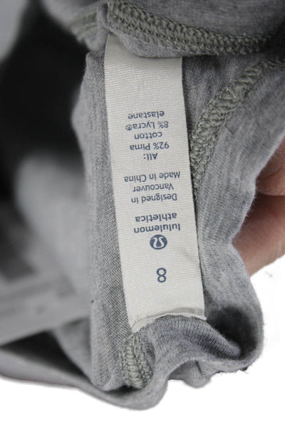 Lululemon Womens Basic Crew Neck Gray Pima Cotton Short Sleeve T-Shirt Size 8