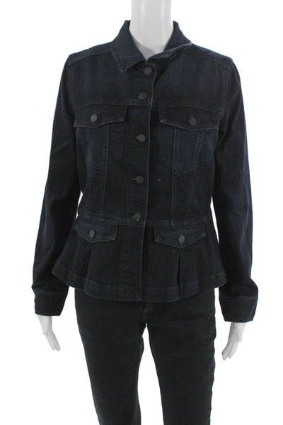 Liverpool Los Angeles Women Button Jacket Dark Blue Long Sleeve Size M