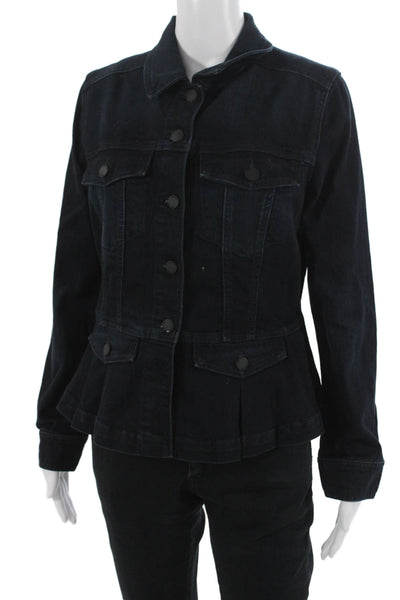 Liverpool Los Angeles Women Button Jacket Dark Blue Long Sleeve Size M