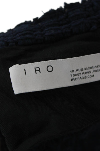 IRO Womens Dark Blue Designer Long Sleeve Jacket Round Neck Size 40