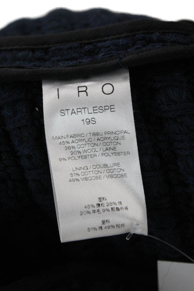 IRO Womens Dark Blue Designer Long Sleeve Jacket Round Neck Size 40