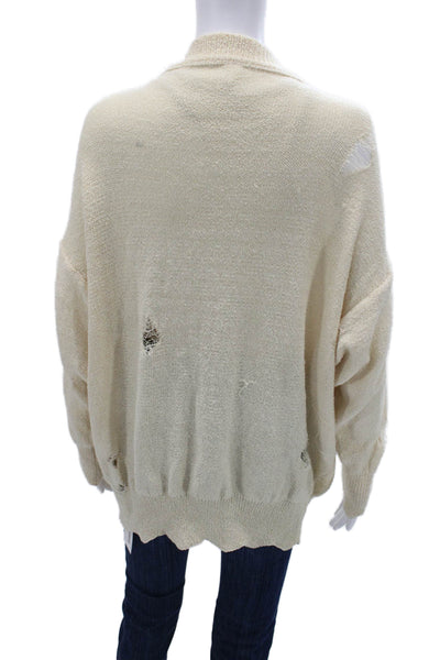 Blue Blush Unisex Cardigan Beige V-Neck Long Sleeve Button Size S