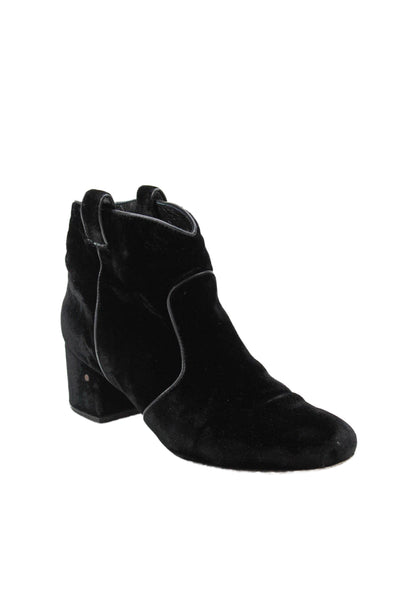 Laurence Dacade Womens Slip On Block Heel Velvet Ankle Booties Black Size 38.5