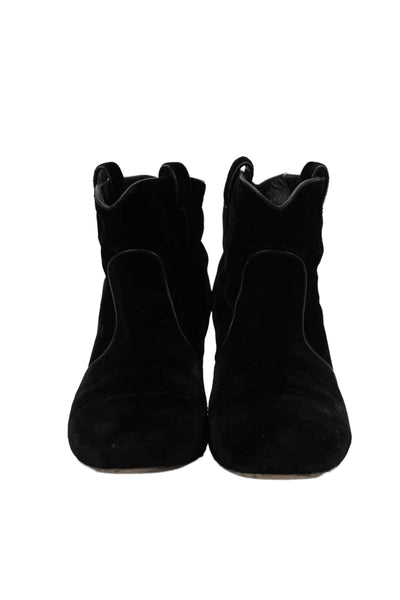Laurence Dacade Womens Slip On Block Heel Velvet Ankle Booties Black Size 38.5