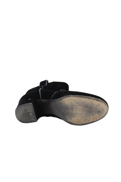 Laurence Dacade Womens Slip On Block Heel Velvet Ankle Booties Black Size 38.5