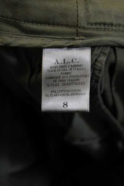 ALC Women Paperbag Ankle Pants Solid Green Button Size 6