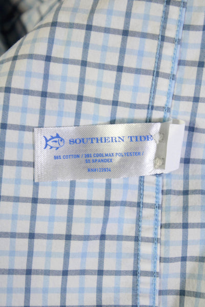 Southern Tide Mens Button-Down Check Light Blue Long Sleeve Shirt Size L