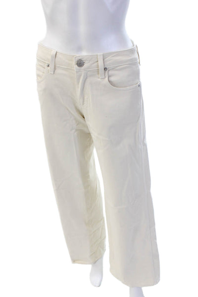 Amo Unisex White Mid Rise Button Designer Jeans 32in Inseam Size 24