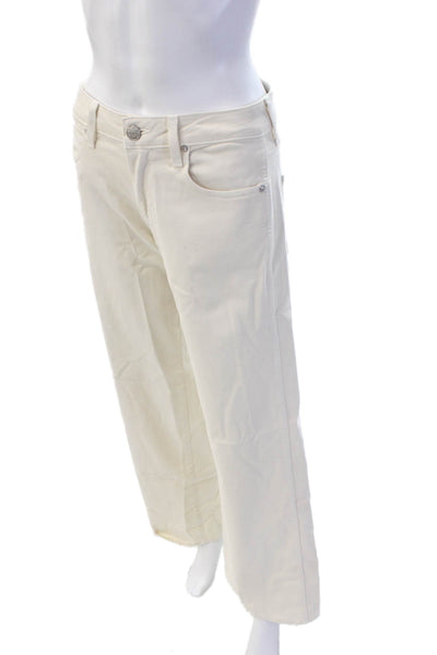 Amo Unisex White Mid Rise Button Designer Jeans 32in Inseam Size 24