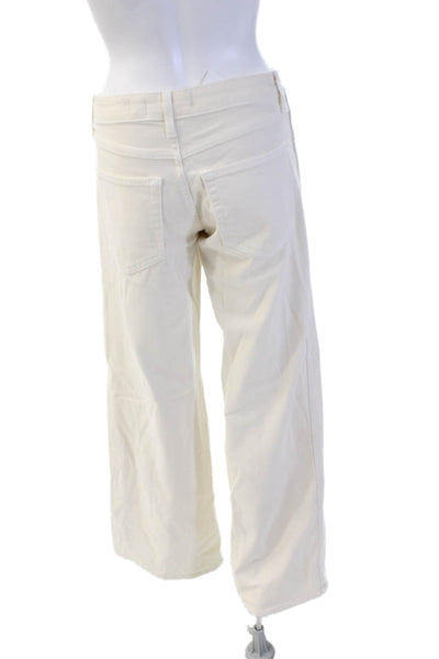 Amo Unisex White Mid Rise Button Designer Jeans 32in Inseam Size 24