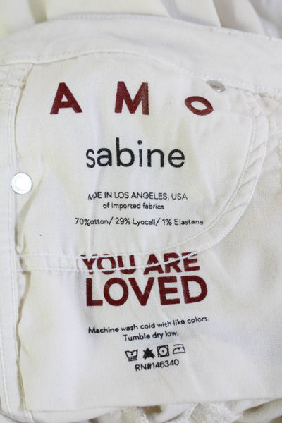 Amo Unisex White Mid Rise Button Designer Jeans 32in Inseam Size 24