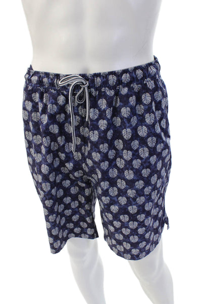 Peter Millar Mens Floral Dark Blue Poly Spandex Beach Shorts Size S