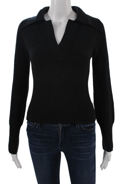 The Westside Unisex Pullover V-Neck Black Wool Cashmere Sweater Size XS
