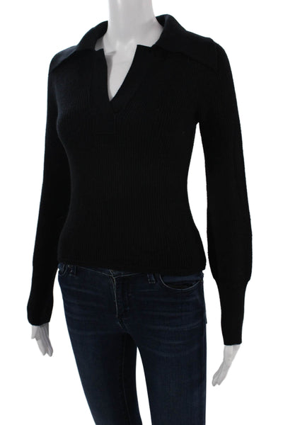 The Westside Unisex Pullover V-Neck Black Wool Cashmere Sweater Size XS