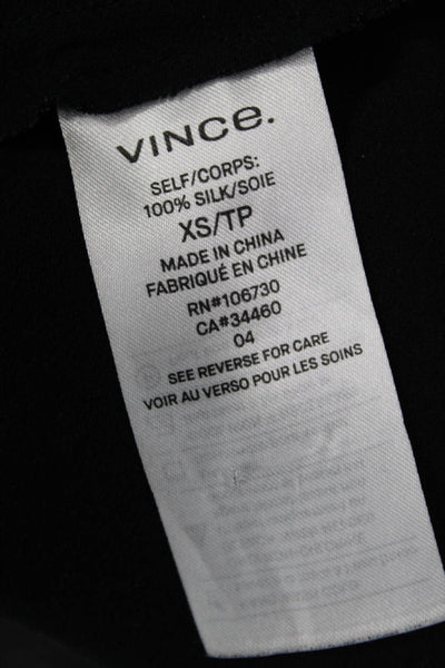 Vince Womens Basic Silk Sleeveless Round Neck Tank Black Size XS