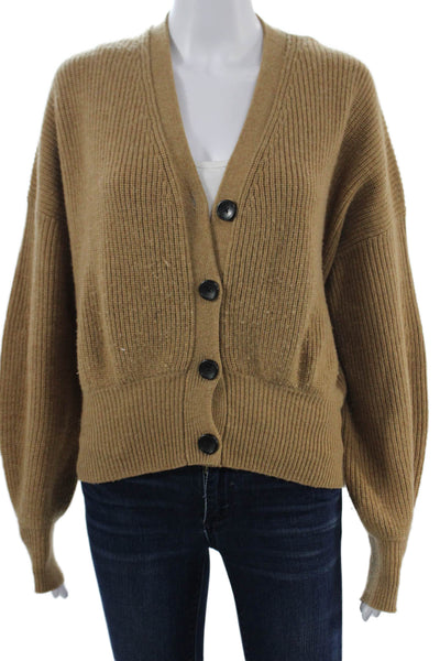 A.L.C. Unisex V-Neck Merino Wool Cardigan Button Brown Long Sleeve Size XS