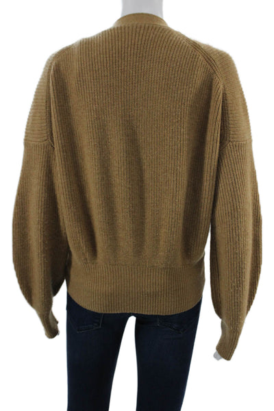 A.L.C. Unisex V-Neck Merino Wool Cardigan Button Brown Long Sleeve Size XS