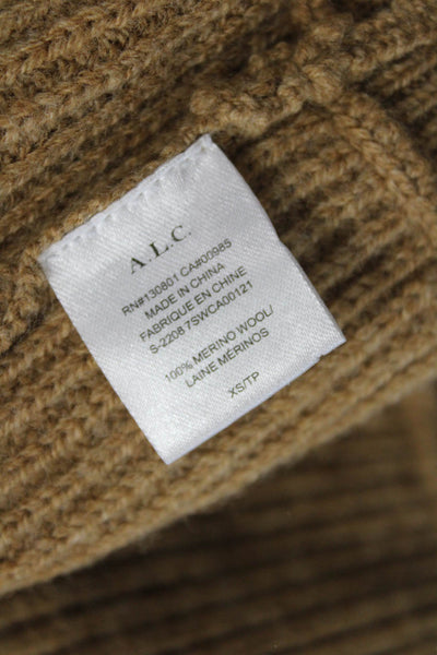 A.L.C. Unisex V-Neck Merino Wool Cardigan Button Brown Long Sleeve Size XS