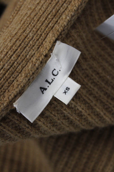 A.L.C. Unisex V-Neck Merino Wool Cardigan Button Brown Long Sleeve Size XS