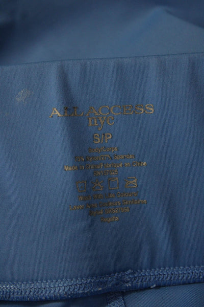 All Access Womens Activewear Set Blue Nylon Blend Solid Shorts Size S