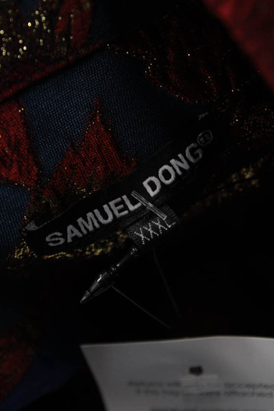 Samuel Dong Women Bomber Jacket Dark Blue Floral Long Sleeve Size 3XL