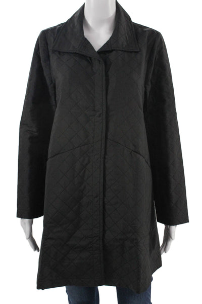 Shana Women Quilted Argyle Collared Black Coat Size XS