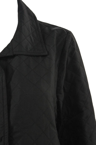 Shana Women Quilted Argyle Collared Black Coat Size XS