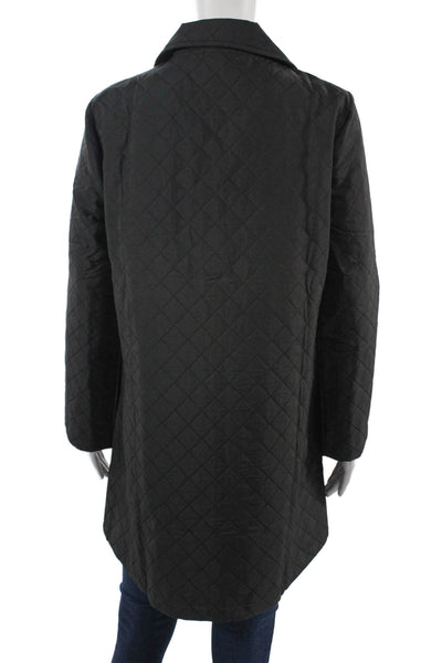 Shana Women Quilted Argyle Collared Black Coat Size XS