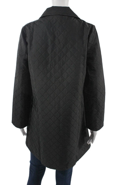 Shana Women Quilted Argyle Collared Coat Black Size XL