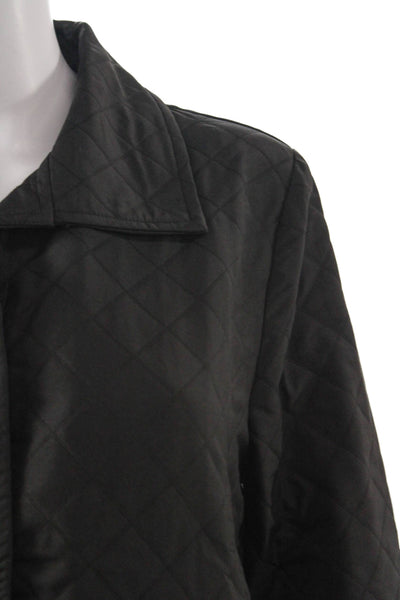 Shana Women Quilted Argyle Black Collared Snap Coat Size 2XL
