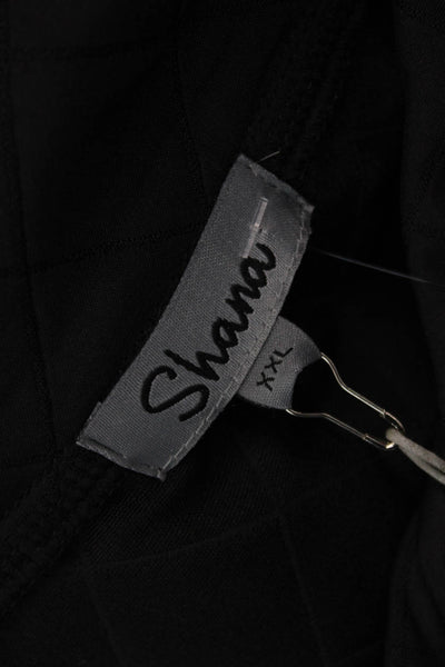 Shana Women Quilted Argyle Black Collared Snap Coat Size 2XL