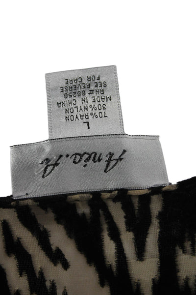 Aris A. Women Top Beige Aztec Long Sleeve Rayon Nylon Size L
