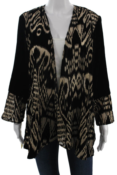Aris A. Womens Black Bohemian Graphic Print Long Sleeve Jacket Size XL