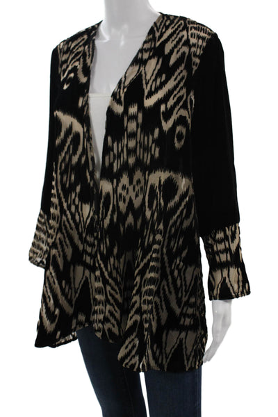 Aris A. Womens Black Bohemian Graphic Print Long Sleeve Jacket Size XL