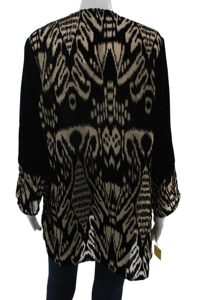 Aris A. Womens Black Bohemian Graphic Print Long Sleeve Jacket Size XL