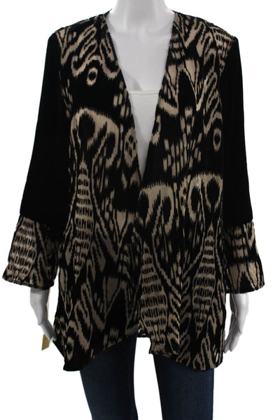 Aris A. Womens Beige V-Neck Long Sleeve Blazer Rayon Nylon Size 1X